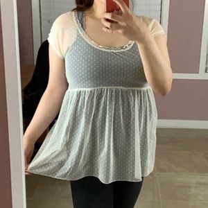 WORN 1X PacSun Kirra Mesh Babydoll Top